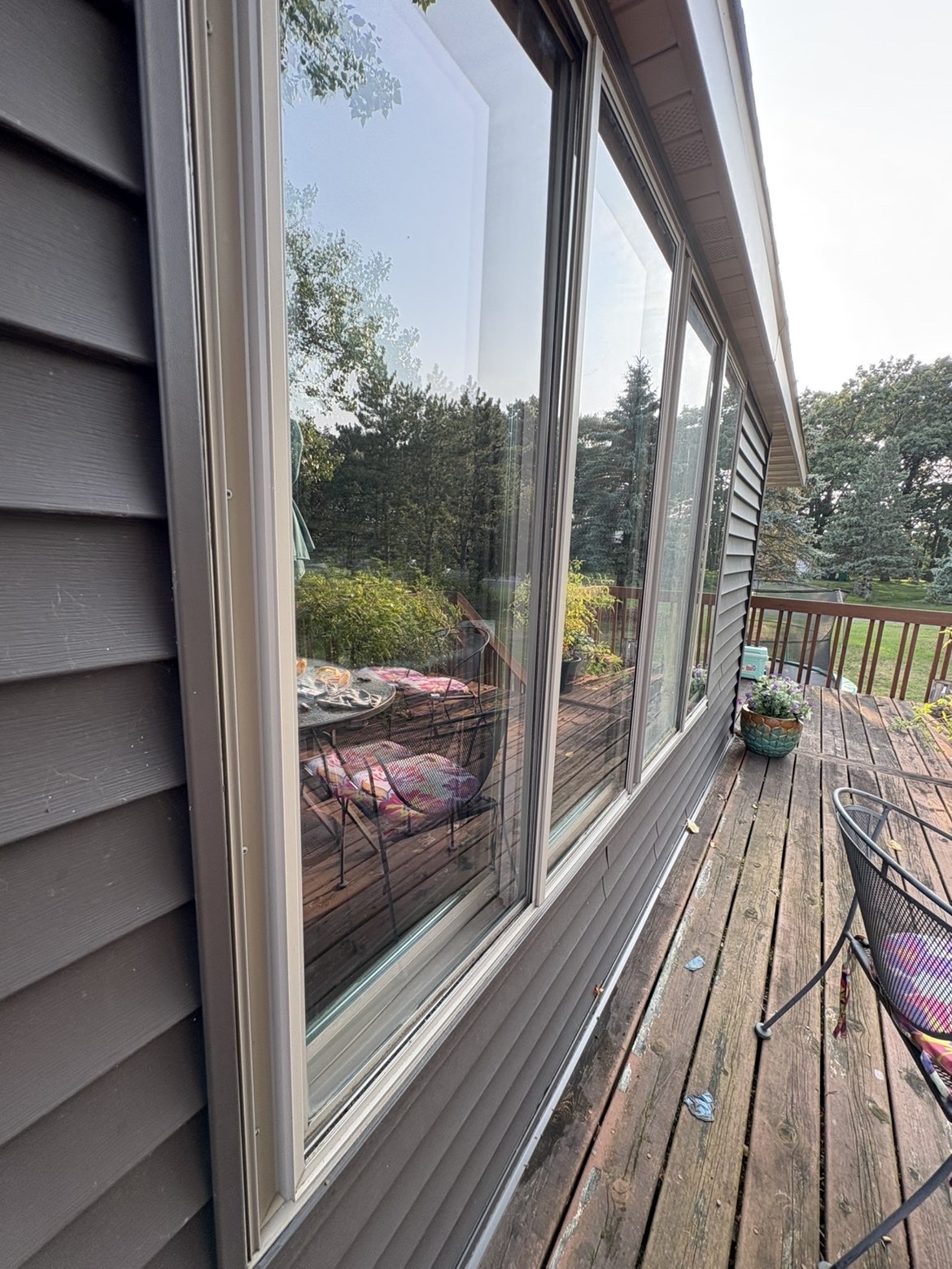 Clear residential exterior glass after Prime Shine cleaning