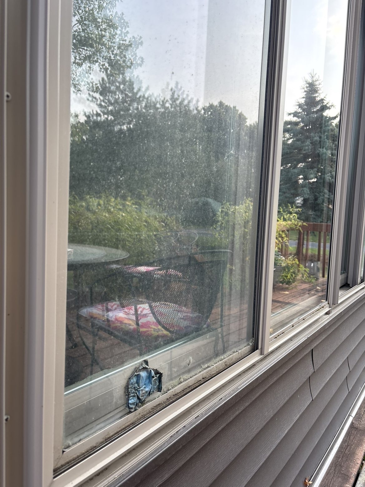 Dirty residential exterior glass before Prime Shine cleaning